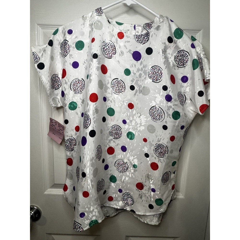 Vtg Eva Laurel NY  Polka Dot  Retro 80s  Colorful Abstract Print Retro Boxy Top